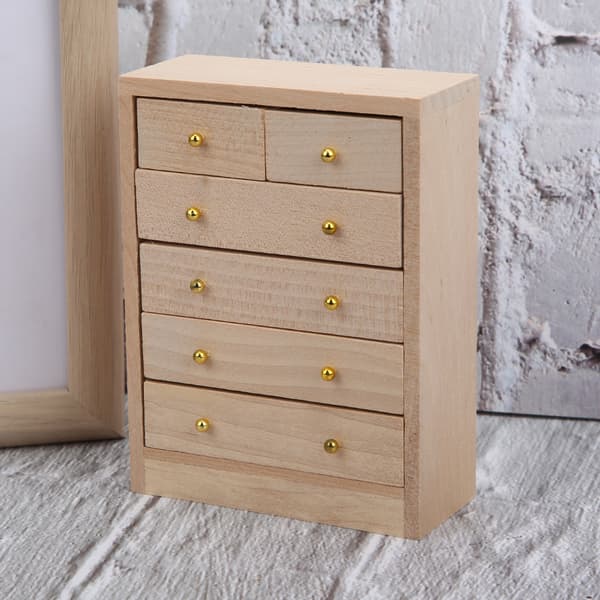 Solid Træ Miniature Møbel Ornament, Birk Materiale Udsøgt Håndværk Til Dekorativt Dukkehus Møbel Mini Hus Tilbehør