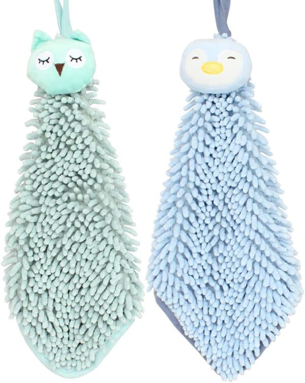 2-pack Söta Chenille Mjuka Hängande Handdukar Rolig Uggla Pingvin A