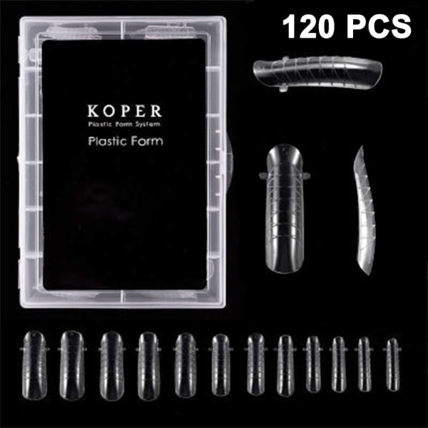 120 st/fodral Poly Nail Extension Gel Dual Forms Nail Builder Extension Gel Nail Mold Clear Full Cover Falska Nagelspetsar Dual Forms Acrylic Nail Forms