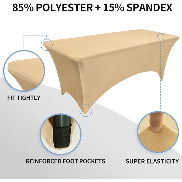 Beige stretchdukar för 4 fot rektangulära bord