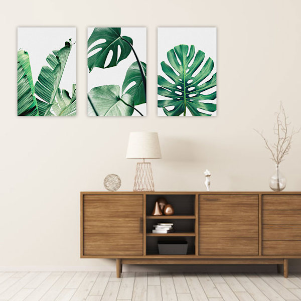 3 st bananblad canvas väggkonst målning modern stil tryckt bild hemmakontor dekoration