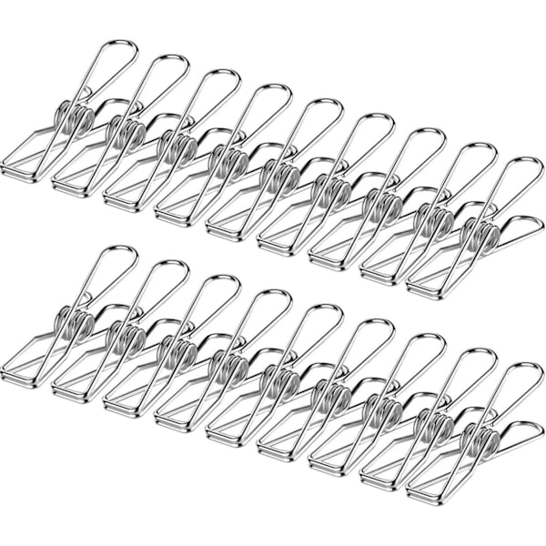 Rostfria Klädnypor i Rostfritt Stål, Multifunktionella Kraftiga Klämmor För Inomhus-/Utomhusbruk, Utrymmesbesparande 50-Pack