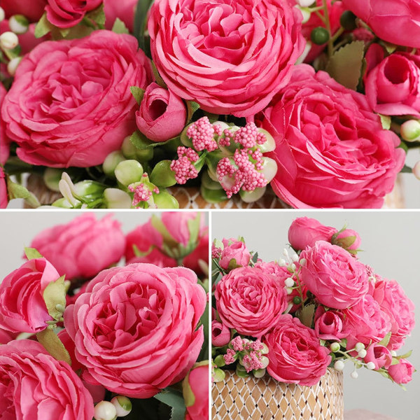 3 Buketter Konstgjorda Blommor Utomhus UV-Resistenta Falska Blommor