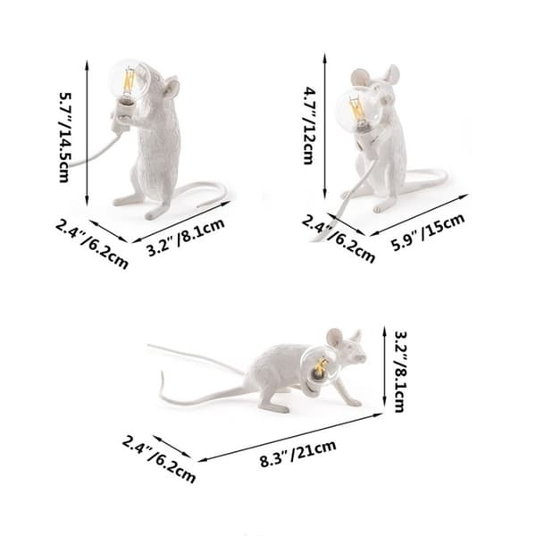 Charmerende Muse Bordlampe, Elegant Resin Siddende Muse Belysning Forbedrer Ethvert Rum