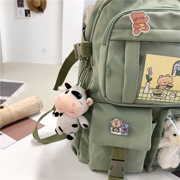 Ryggsäck, nylon skolväska med söta plyschtillbehör, Kawaii studentbokväska axelväska för flickor skolmaterial