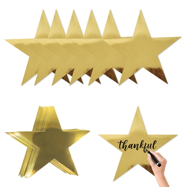 36 st Gold Star printed pappersstjärnor dekoration för bröllopsfesttillbehör, 28 cm