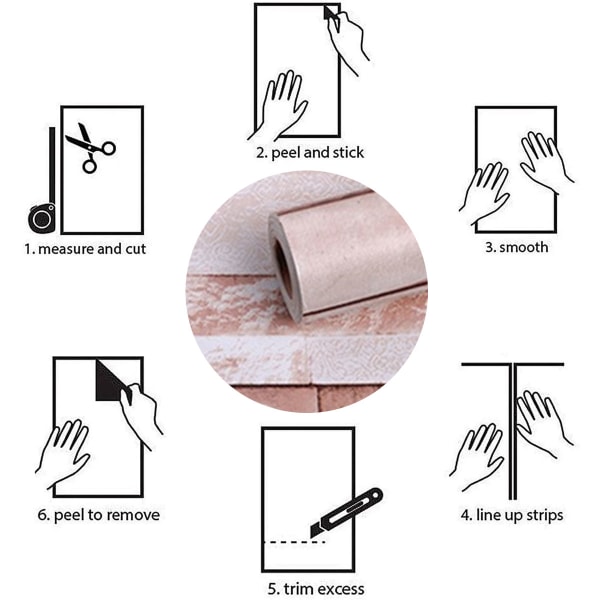 Peel and Stick Tapet Steinmurvegg Selvklebende