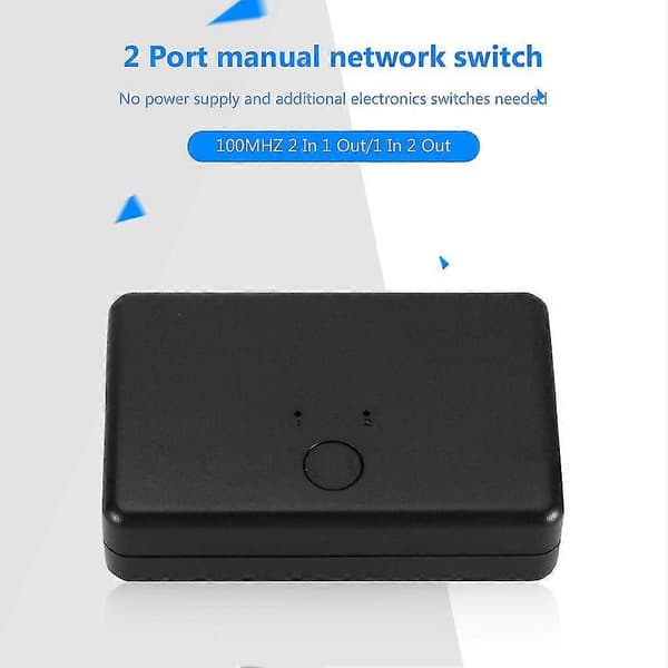 2 porte 100mbps Netværk Switch Lan Ethernet Kabel Switcher Ledningsadapter Konverter Til Desktop 2 Vejs