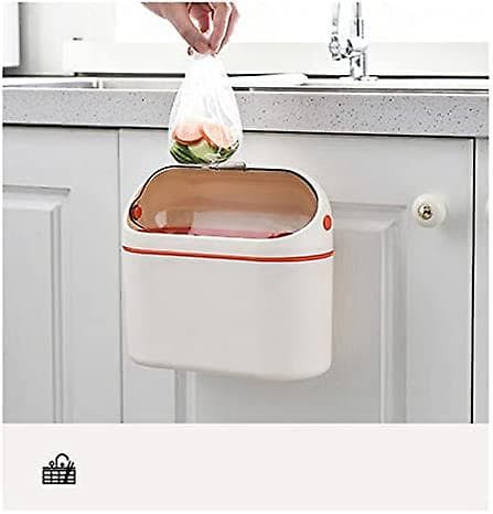 Hängande Soptunna Mini Orange Papperskorg Med Lock Köksvägg Mou