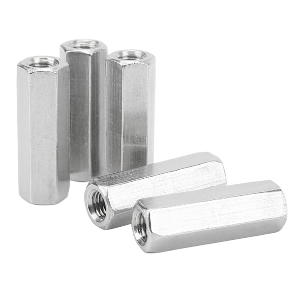 5 kpl Kuusiokoloinen Kytkentämutteri M12x1.75 L60mm 304 Ruostumaton Teräs Kuusiokoloinen Kytkentämutterit Kierteitetyn Tangon Liitin