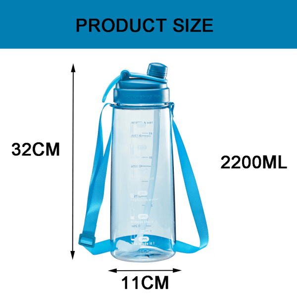 74 oz läckagesäker dricksvattenflaska med sugrör för fitness