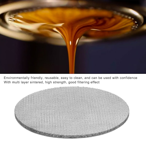 53,5 mm Kaffeefilter-Sieb Puck-Bildschirm aus rostfreiem Stahl, mehrschichtiger gesinterter Kaffeefilter, tragbare runde Kaffeefilterplatte 100 μm