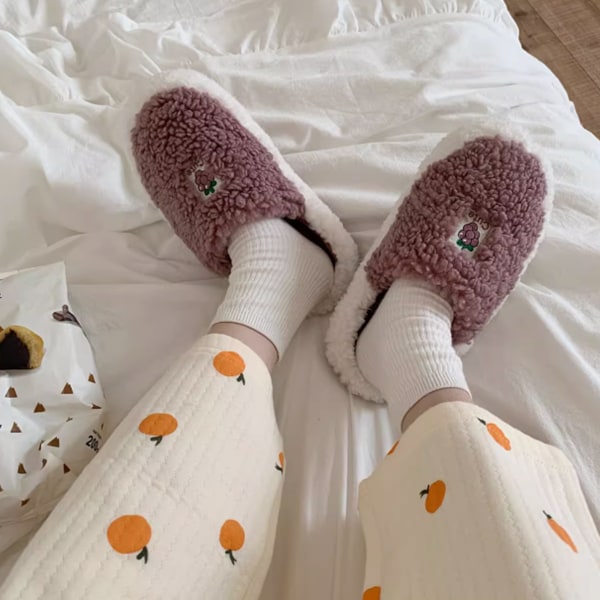 Toppluer for kvinner Fuzzy Cute Animal Memory Foam Innendørs Hus Sl