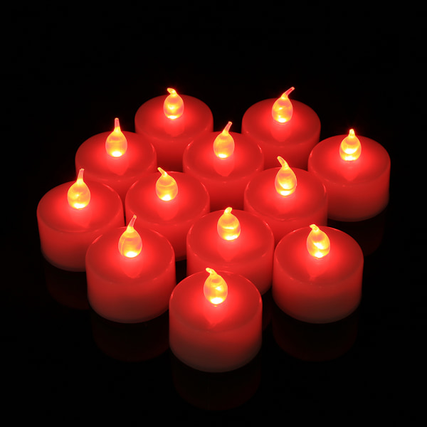 LED Flimrende Flammeløs Te Lys Tealight Elektronisk Lys Party Tilbehør, Rød