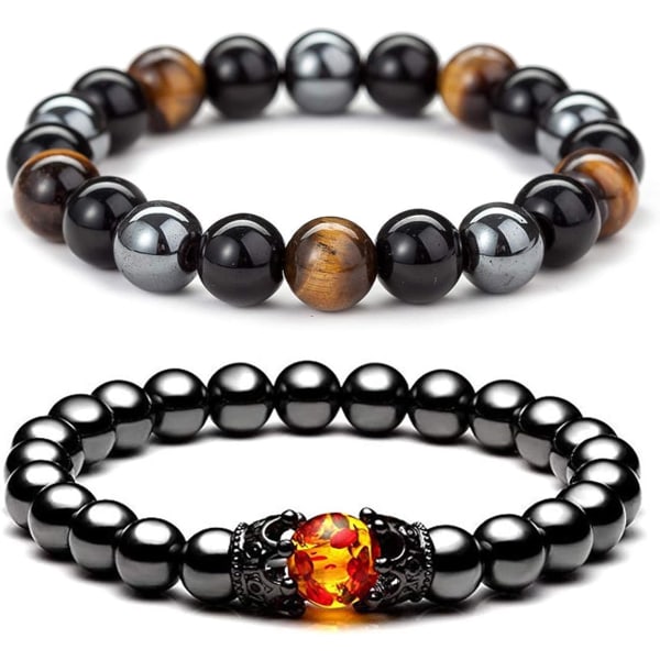 2 stk Hematitt Magnetisk Terapi Armbånd for Menn Kvinner, Triple