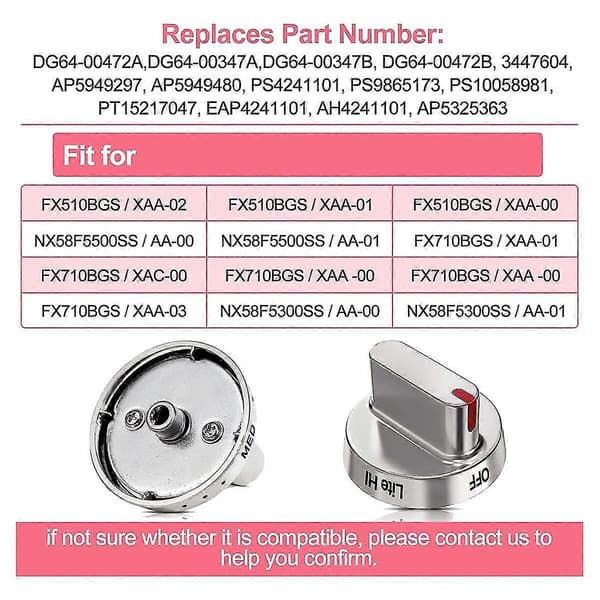 Dg64-00472a Komfyrknotter Kompatible Med Komfyr, Erstatter Dg64-00347a, Ap5949480, Ps10058981