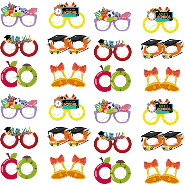 24 PCS Welcome Back to School Party Glasses for Kids, First Day