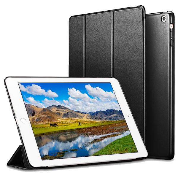 Smart Case för iPad Air 2, Smart Case Cover Genomskinlig Frostad Baksida Magnetiskt Fodral med Auto Sleep/Wake Funktion-svart