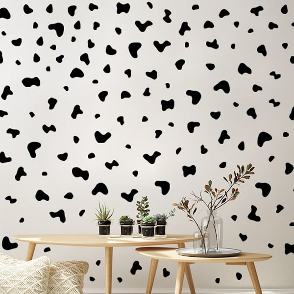 Store Veggdekor med Ku-Trykk, Svart, Stor, Skrell og Lim, Moderne Ku