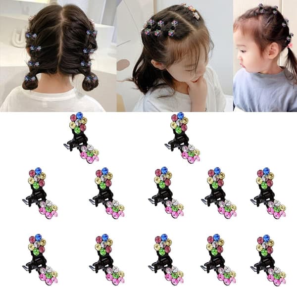 Mini Hårklämmor, 48 st Små Blommiga Hårklämmor Färgglada Hårklämmor