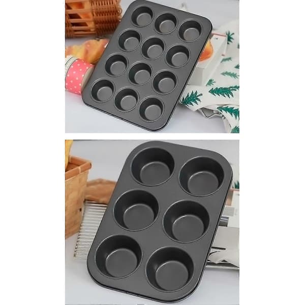 Slippbelegg Rund Muffinsform Muffinsbrett Karbonstål Bakeform Pudding Bakeutstyr Kakeform (l)