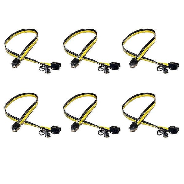 6 stk. 16awg 6-pin PCI-e til 8-pin (6+2) PCI-e (hann til hann) GPU-strømkabel for server for grafikk