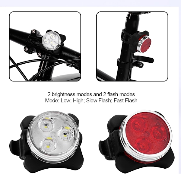 Vattentät USB Cykel Framlampa Cykel Baklykta Säkerhetslampa med Fäste för Utomhusbruk