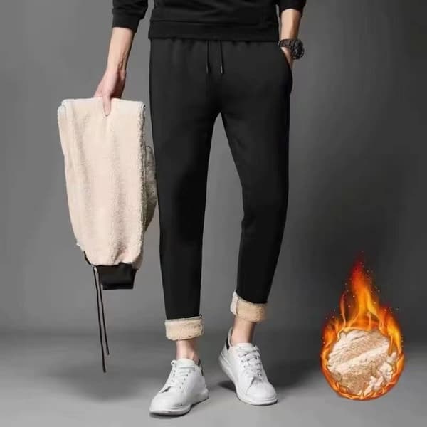 Joggingbyxor herr vinter fleece sweatpants hög midja träning byxor