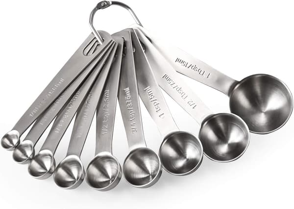 18/8 Måleskeer i rustfrit stål, sæt med 9, (1/16 tsk, 1/8 tsk