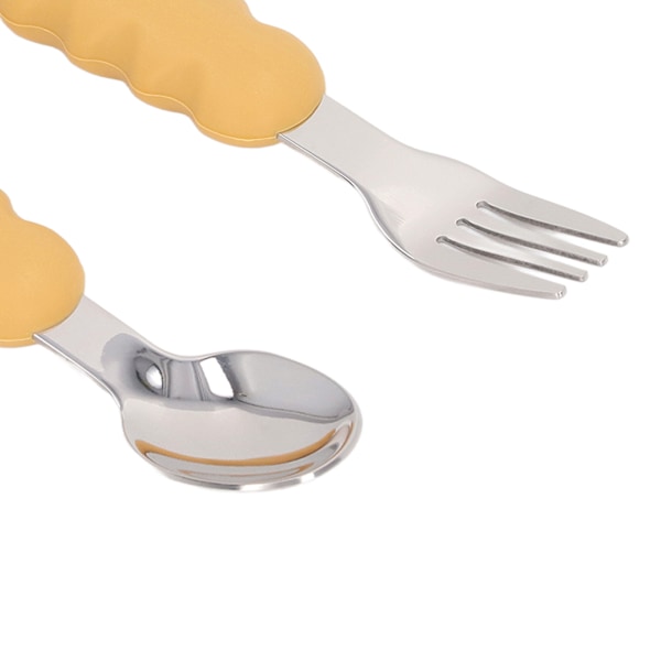 Sæt med Spisegaffel og -ske til Småbørn - Multifunktionel Tegneserieform, Opvaskemaskinefast, Komfortabelt Greb, 316 Rustfrit Stål, Ginger