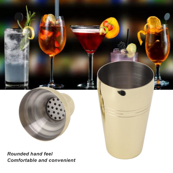 Cocktail Shaker 304 Rustfritt Stål Mikser Drikk Shaker for Hjemme Barsett Barverktøy 510ml Gull