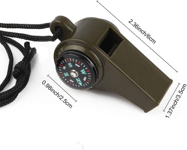 3-pak 3-i-1 Nødsituationspipe med Kompas og Termometer