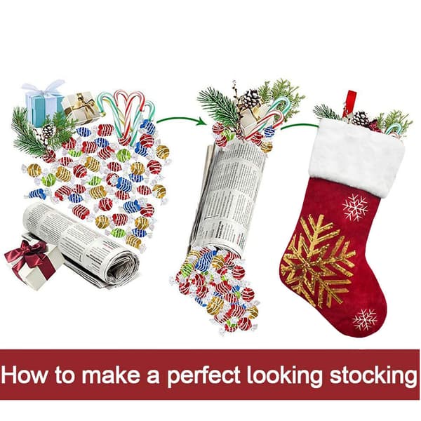 Julstrumpor presentpåse snöflinga älg flanell broderade julstrumpor julklapp snowflake