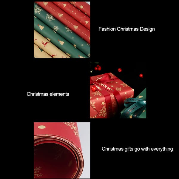 Jul Kraft Omslagspapper Jul Element Kollektion Dubbelsidigt Omslagspapper Jul Presentförpackning Dekoration