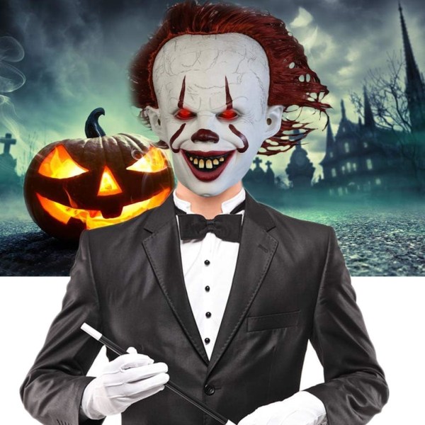 Latex skräck LED-mask Halloween Pennywise Cosplay Clown Carnival Kostymer