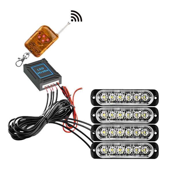 6 LED Bil Stroboskop Bromsljus - 12V-24V Fordonsljusramp - Säkerhet