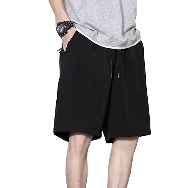 2XL Mustat Kirjaimet Painettu Urheilushortsi Miehille Rento Jääsiilkki Elastinen Vyötärö Treeni Koripallo Shortsit Taskulla