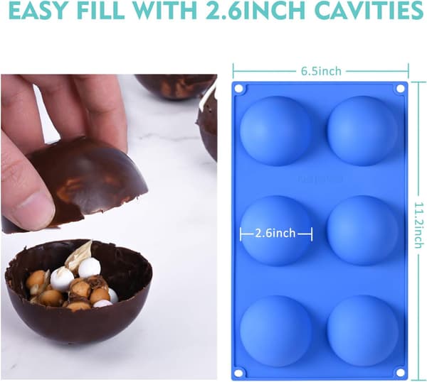 Silikoneform til chokoladebomber, varmebestandig silikonebageform til alsidig brug, ideel til chokolade, kage, gelé, budding, cupcakes,