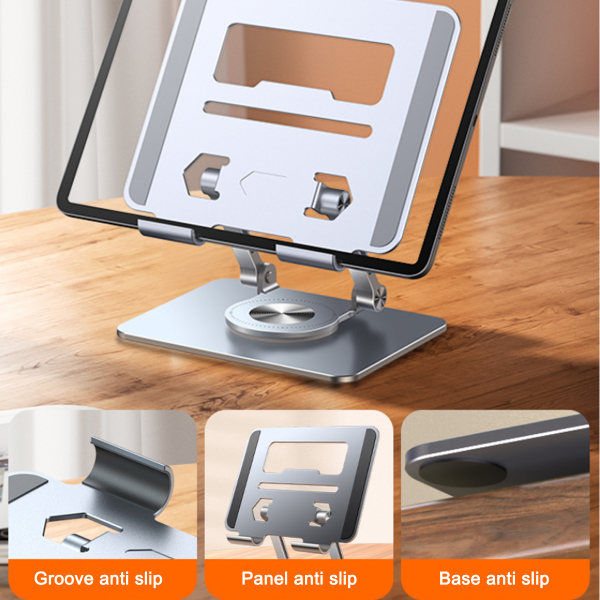 Drejelig tabletstand, justerbar, løftende, foldbar bordplade