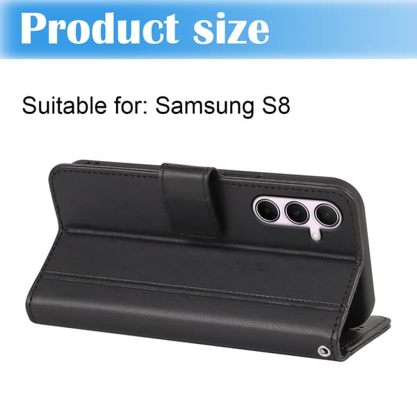 Samsung S8 Wallet Case / Læder Mobiltelefon Cover - 2 Kort + ID - SORT Sort