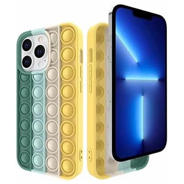 Fidget Leksaker Mobilskal, Push Pop Bubble Stress Release Fullständigt Kroppsskydd Stötsäkert Silikonskal för iPhone, Stressreducerande Skal for iPhone X/XS