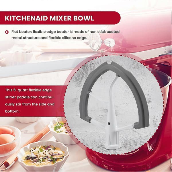 Flex Edge Visp Til Kitchen Aid Mikser Tilbehør 6 Quart Bolleløft Stativ Mikser Boller, 6 Qt Flat Ed