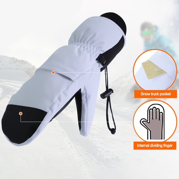 Hvite hansker for snowboard, varme hansker