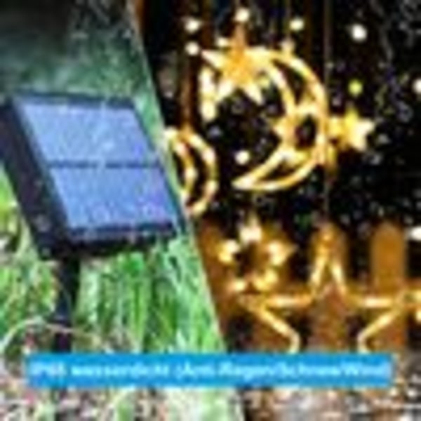 Förtrollande Varmvit Stjärn- & Måne LED-ljusslinga, Soldriven Utomhusdekoration för Uteplats, Trädgård, Balkong (3,5M/11,5ft)