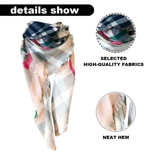 Dame Fall Winter Plaid Trekant Sjal Sjal Klassisk Kvast