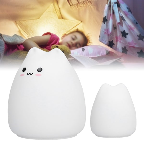 Bedårande Kattlampa, Mjuk Silikon Bärbar Nattlampa, 7 Färger Baby Nattlampa med Enkel Tryckkontroll för Flickors Sovrum, Perfekt Present till Barn