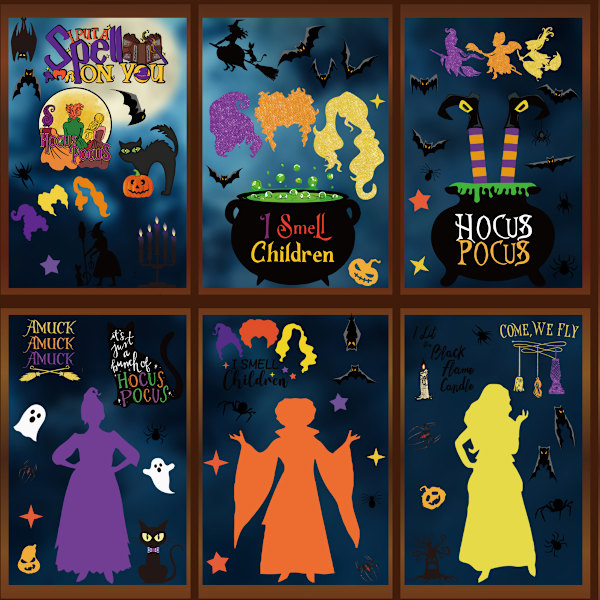 Halloween-ikkuna-tarrat, kaksisivuiset irrotettavat ikkunatarrat