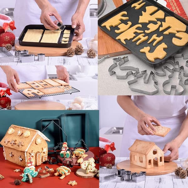28-delars kakformar set 3D kakformar rostfria kakformar pepparkakshusform