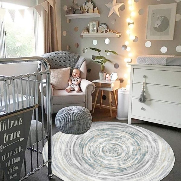 Rundt teppe for soverom, stue, arbeidsrom, lek, teppe gulvmatte, 2' x 2'/60*60cm rund