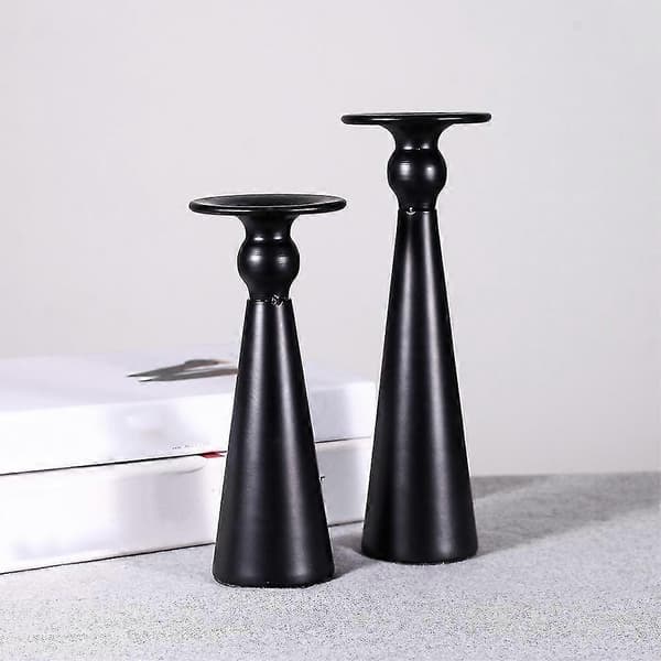 2 stk. Metall Lysestake Sort Lysestake For Bryllup Restaurant Middagsselskap Dekorasjon